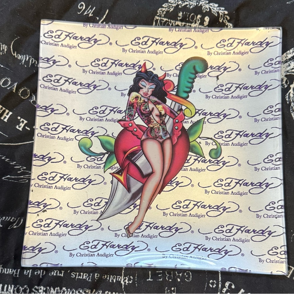 Ed Hardy Plate with Heart and Dagger Design